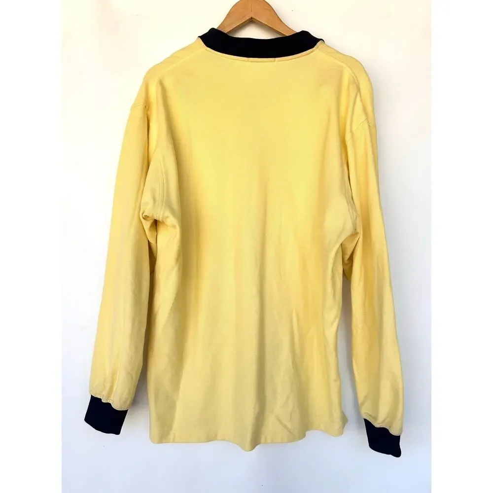 Vintage Yves Saint Laurent Oversized Shirt Long Sleeve Yellow YSL Logo Sporty